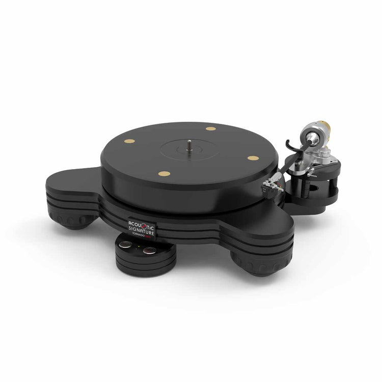 Platine vinyle Acoustic Signature Tornado Neo détail du palier DTD et technologie CLD avec 8 Silencers