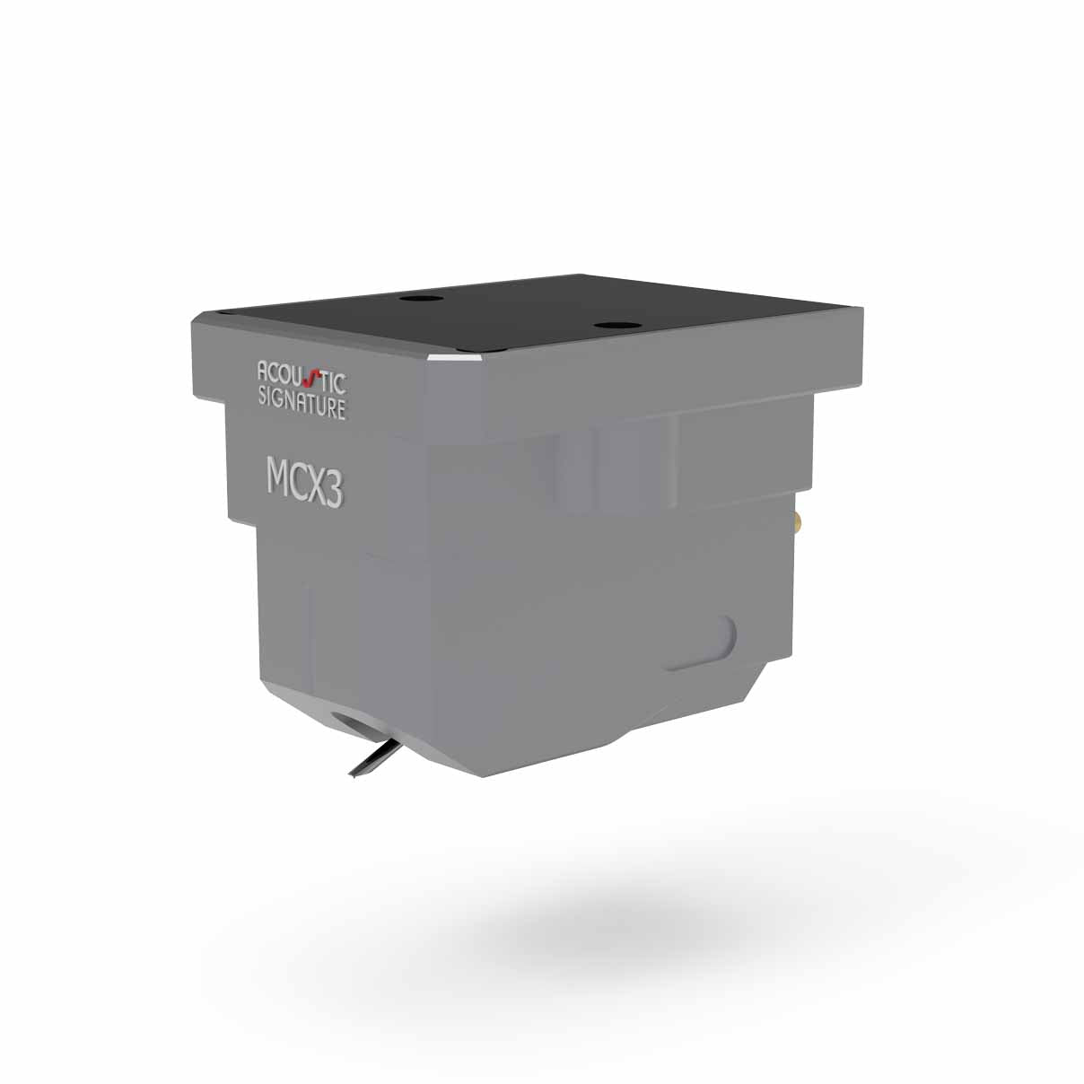 Vue détail cellule phono MC Acoustic Signature MCX3 – sortie 0,35 mV fabriquée en Allemagne